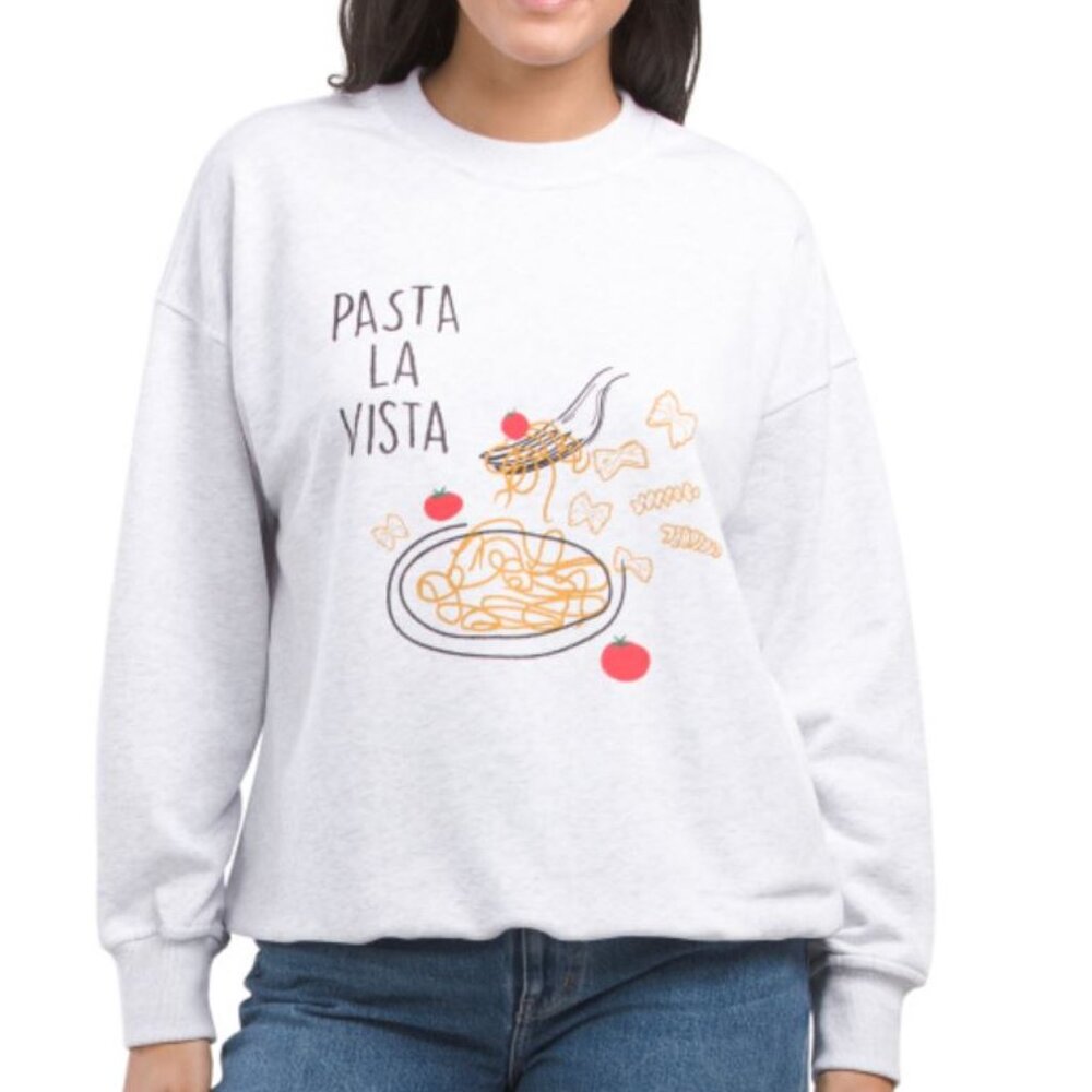 NWT LE LIS Pasta La Vista Cotton French Terry Sweatshirt Size S